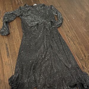Armani Collezioni Black Sparkle Long Sleeve Evening Dress